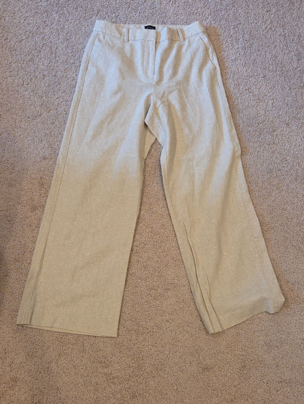J. Crew Linen Cream Wide-Leg Trousers